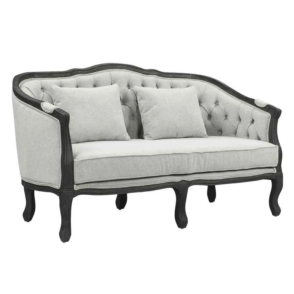 Exclusive Samael – Loveseat With 2 Pillows – Gray Linen amp Dark Brown Easy-to-Use