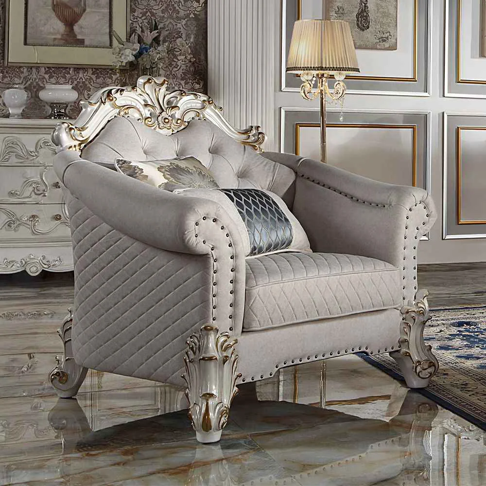 Outstanding Vendome II – Chair With 2 Pillows – Two Tone Ivory Fabric amp Antique Pearl Easy-to-Use