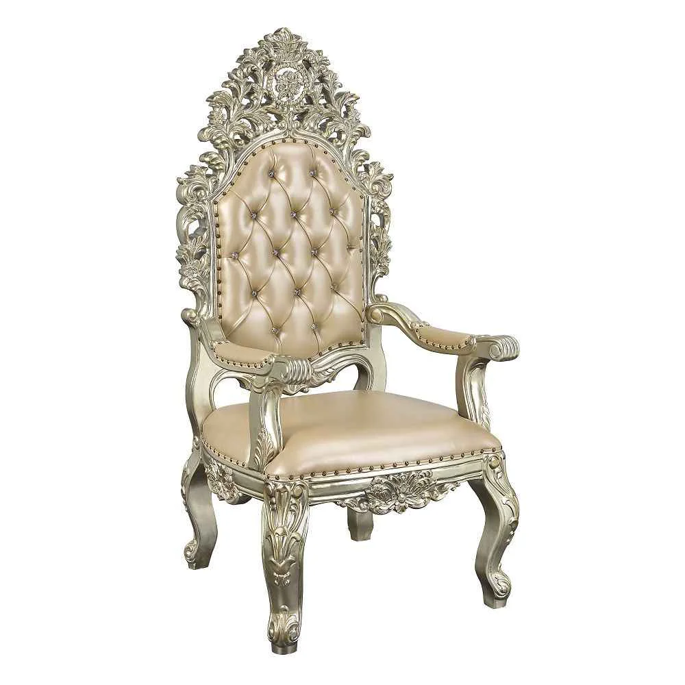 Exceptional Sorina – Arm Chair Set of 2 – Synthetic Leather amp Antique Gold Verified