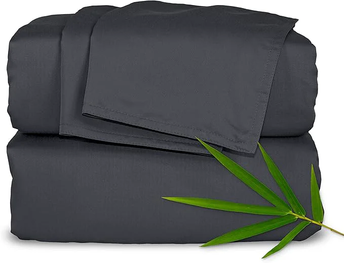 Specialty Pure Bamboo Short Queen Sheets for RV Camper 60 quot x75 quot – Organic Viscose Derived from Bamboo Bed Sheet Set Soft amp Cooling 2 Year Quality Promise Short Queen Charcoal Smart