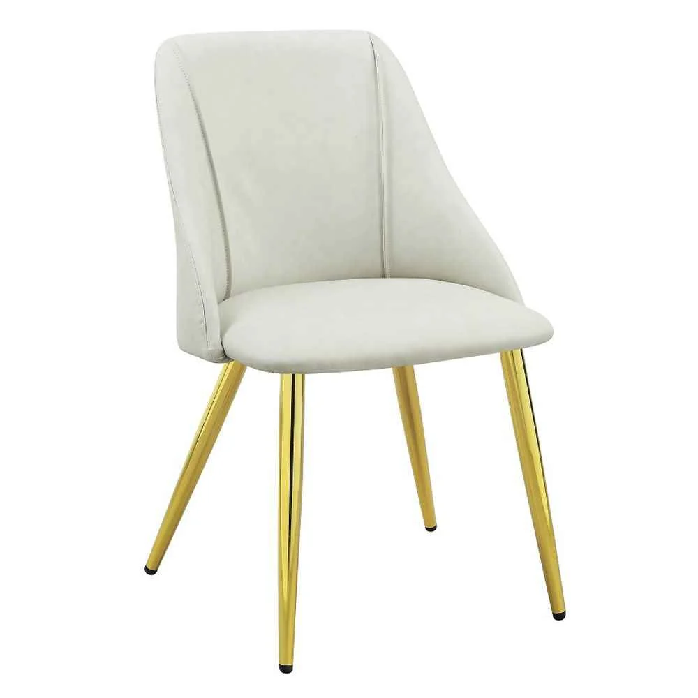 Authentic Gaines – Side Chair Set of 2 – White Synthetic Leather Convenient