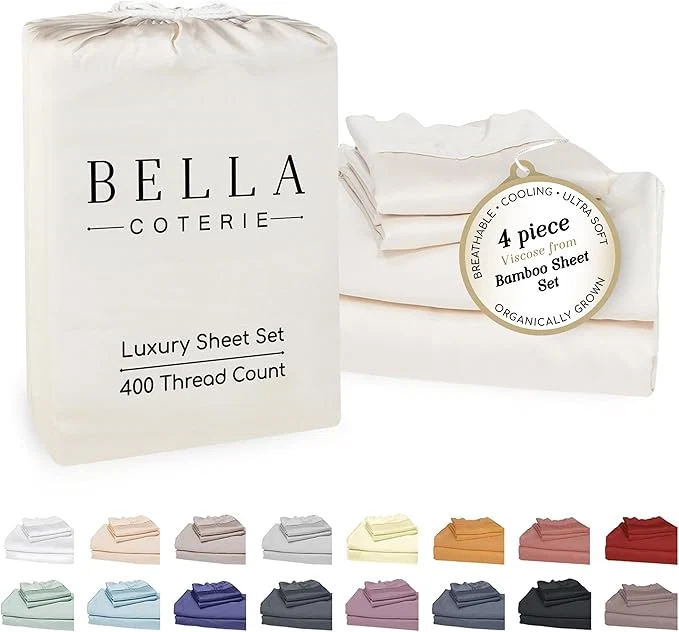 Versatile Bella Coterie Luxury Bamboo Viscose Full Size Sheet Set Organically Grown Ultra Soft Cooling for Hot Sleepers 18 quot Deep Pocket Vanilla Cream Solid