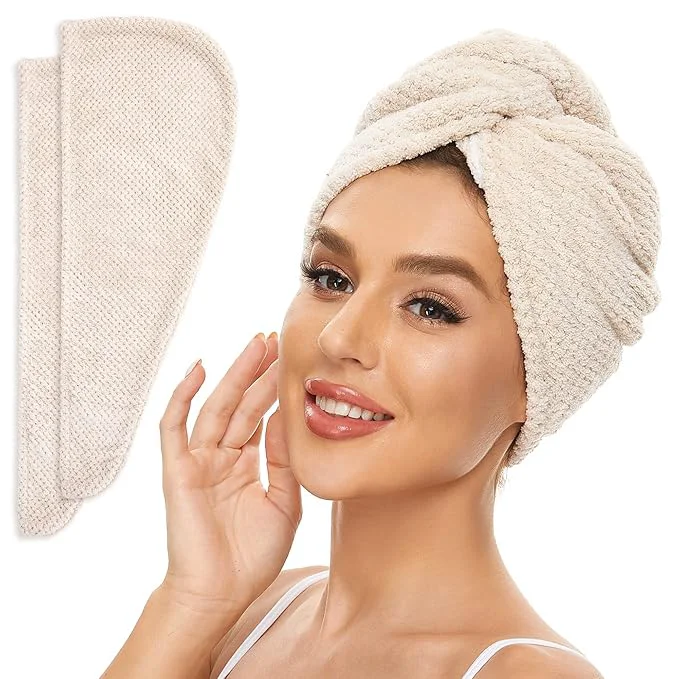 High-Grade SimpleField 2 Pack Microfiber Hair Towel Wrap Original Design