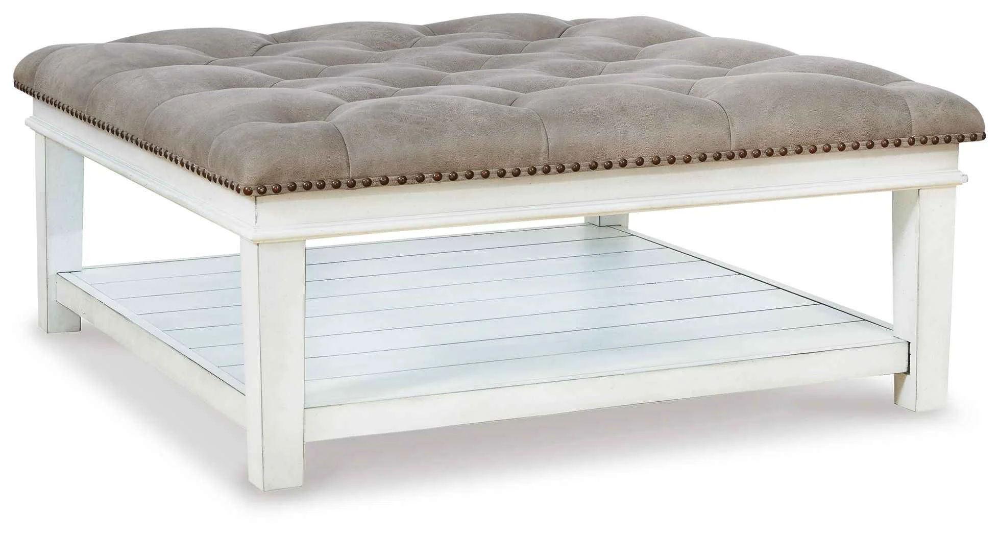 Stylish Kanwyn – Uph Ottoman Cocktail Table – Whitewash Detailed