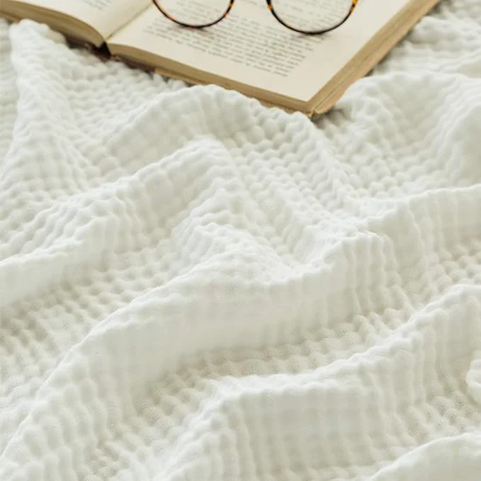 Proven EMME Cotton Muslin Throw Blanket for Couch Breathable Gauze Soft Lightweight Blankets for Adults White 50 quot x60 quot Fast