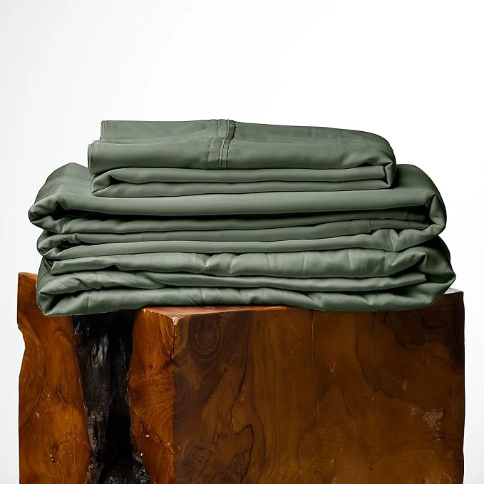 Refined Olive Crate Tencel Lyocell Eucalyptus California King Sheets – Cooling Tencel Sheets for Hot Sleepers with 18 Inch Deep Pocket Fit – Moss 4-Piece Set Long-Lasting