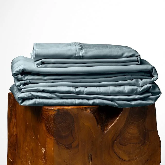 Relaxed Olive Crate Tencel Lyocell Eucalyptus Sheets King Size – Cooling Tencel Sheets for Hot Sleepers with 18 Inch Deep Pocket Fit – Basalt Blue 4-Piece Set Official
