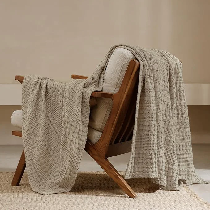 High-Grade PHF Cotton Waffle Weave Throw Blanket Soft Lightweight Breathable Cozy Throws for Couch Bed Sofa Luxury Aesthetic Blanket Gift for Home Decor amp Office 50 quot x60 quot Taupe World-Class