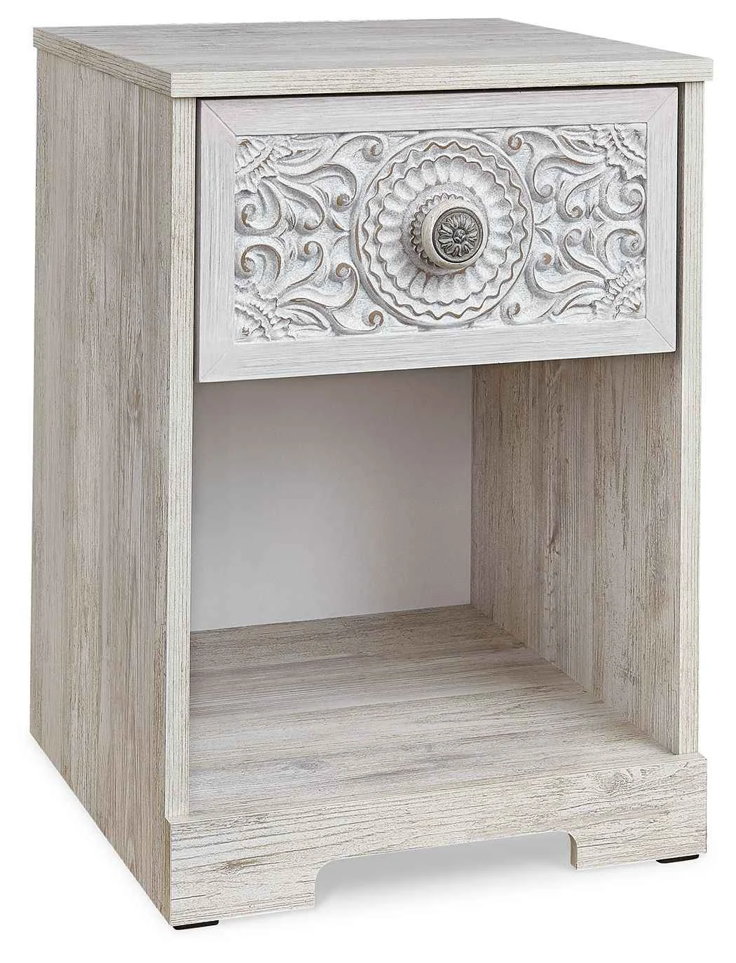 Proven Paxberry – One Drawer Night Stand – Open Cubby – Whitewash World-Class