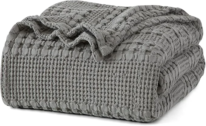 Expertly Made PHF Cotton Waffle Weave Blanket King Size for Bed Soft Lightweight amp Breathable for Spring and Summer All-Season Comfort Luxury Aesthetic Blanket for Home Decor 108 quot x90 quot Dark Grey Fashionable