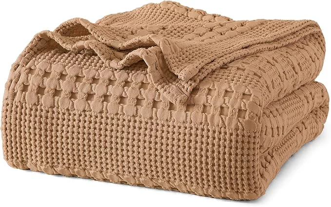 Certified PHF Cotton Waffle Weave Blanket Queen Size for Bed Soft Lightweight amp Breathable for Spring and Summer All-Season Comfort Luxury Aesthetic Blanket for Home Decor 90 quot x90 quot Clay Next-Generation