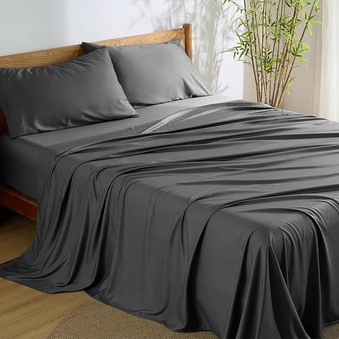 Efficient Bedsure Full Size Bed Sheets Cooling Sheets Rayon Derived from Bamboo PureWoven Breathable amp Soft Deep Pocket Up to 16 Inches Hotel Luxury Silky Bedding for Hot Sleepers Grey Proven