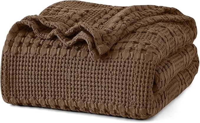 Unique PHF Cotton Waffle Weave Blanket King Size for Bed Soft Lightweight amp Breathable for Spring and Summer All-Season Comfort Luxury Aesthetic Blanket for Home Decor 108 quot x90 quot Chocolate
