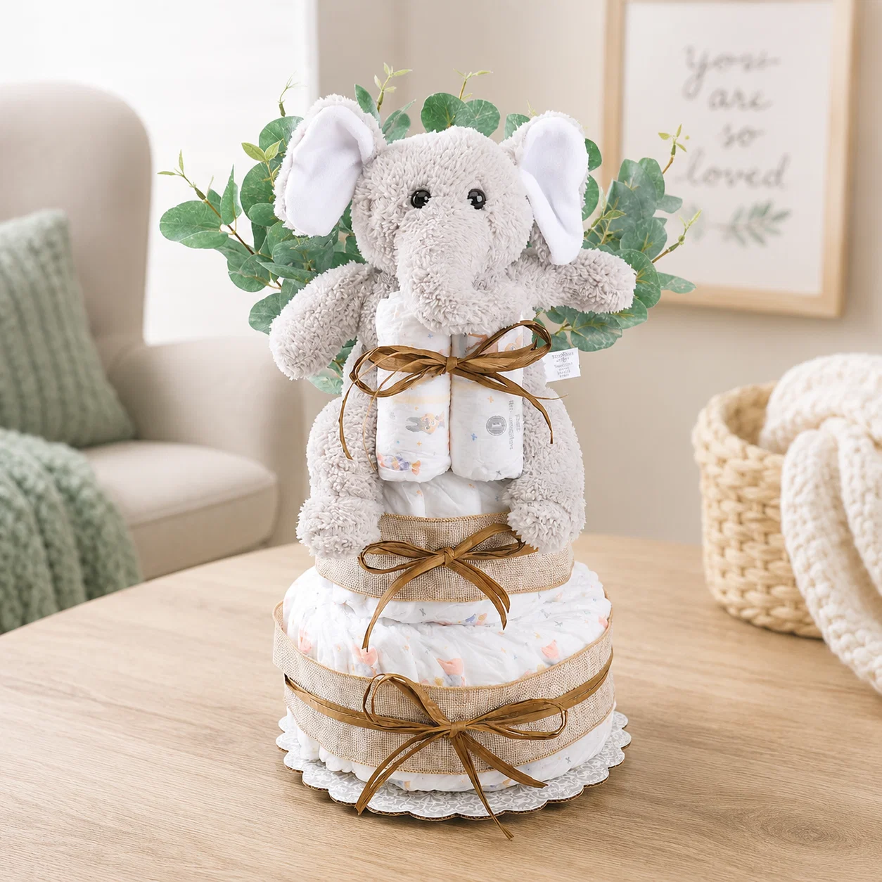 Durable Wild About Baby Two-Tier Diaper Cake Gift Basket Dependable