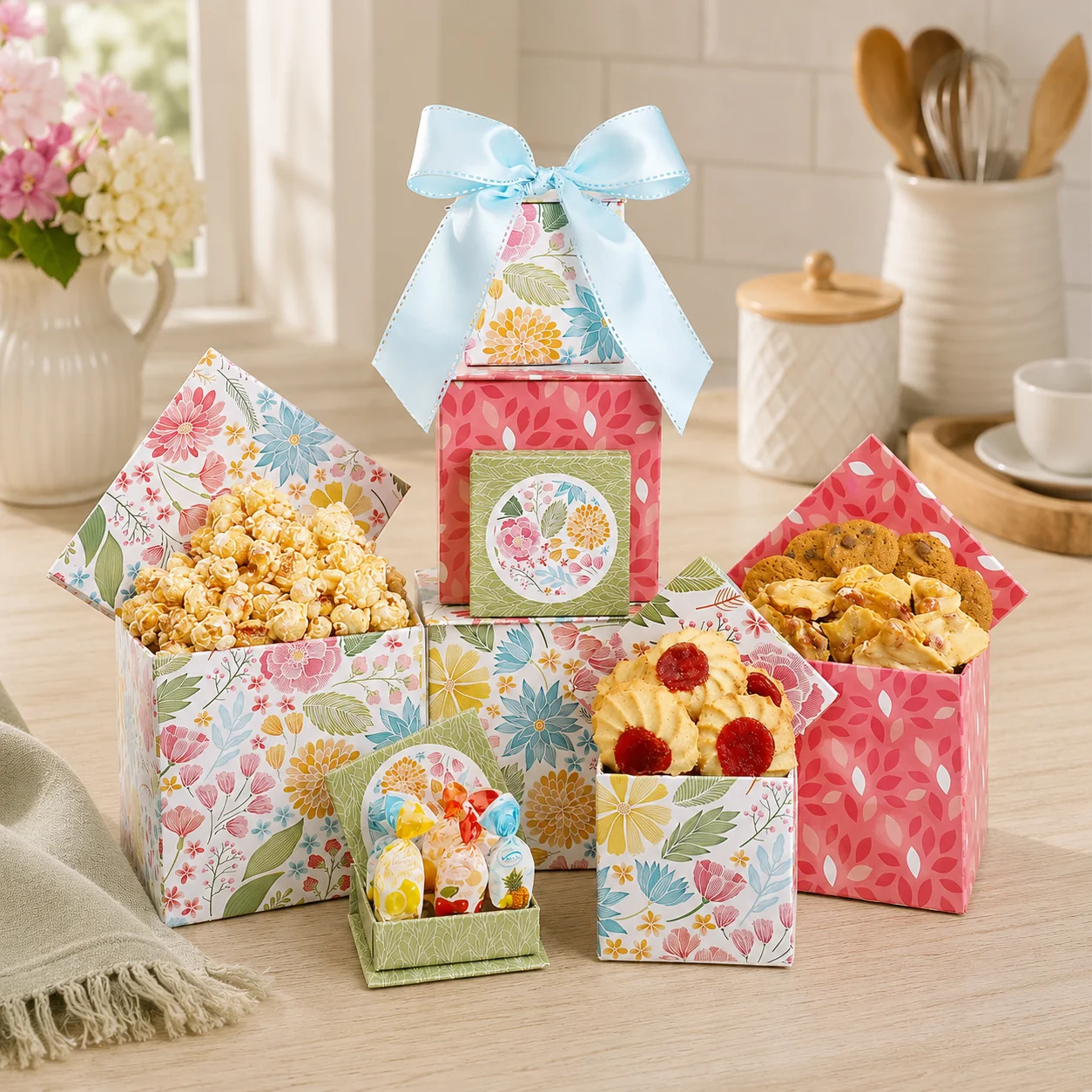 Eco-Friendly Floral Blooms Summer Treat Gift Tower Top-Quality