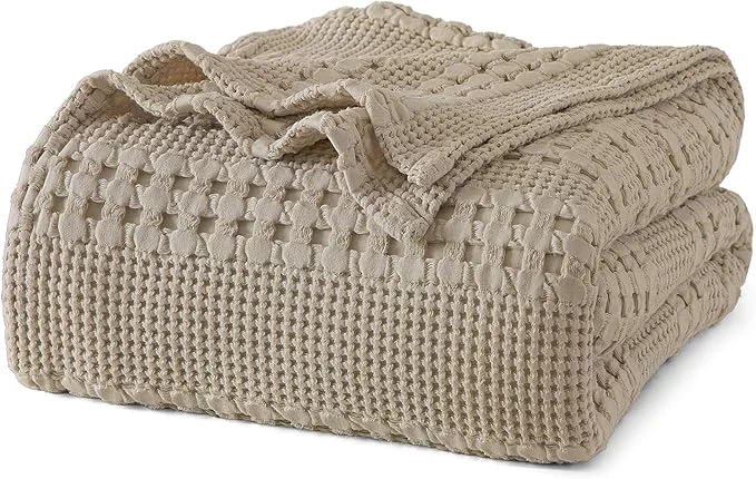 Trendy PHF Cotton Waffle Weave Blanket Twin Size for Bed Soft Lightweight amp Breathable for Spring and Summer All-Season Comfort Luxury Aesthetic Blanket for Home Decor 66 quot x90 quot Taupe Specialty