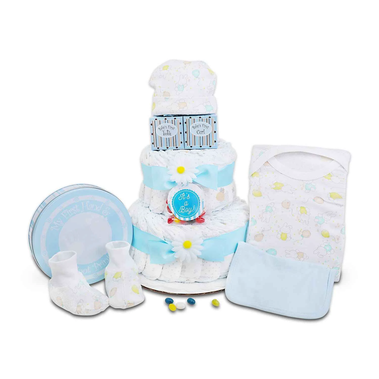 High-Performance Blue Two- Tier Diaper Cake Genuine