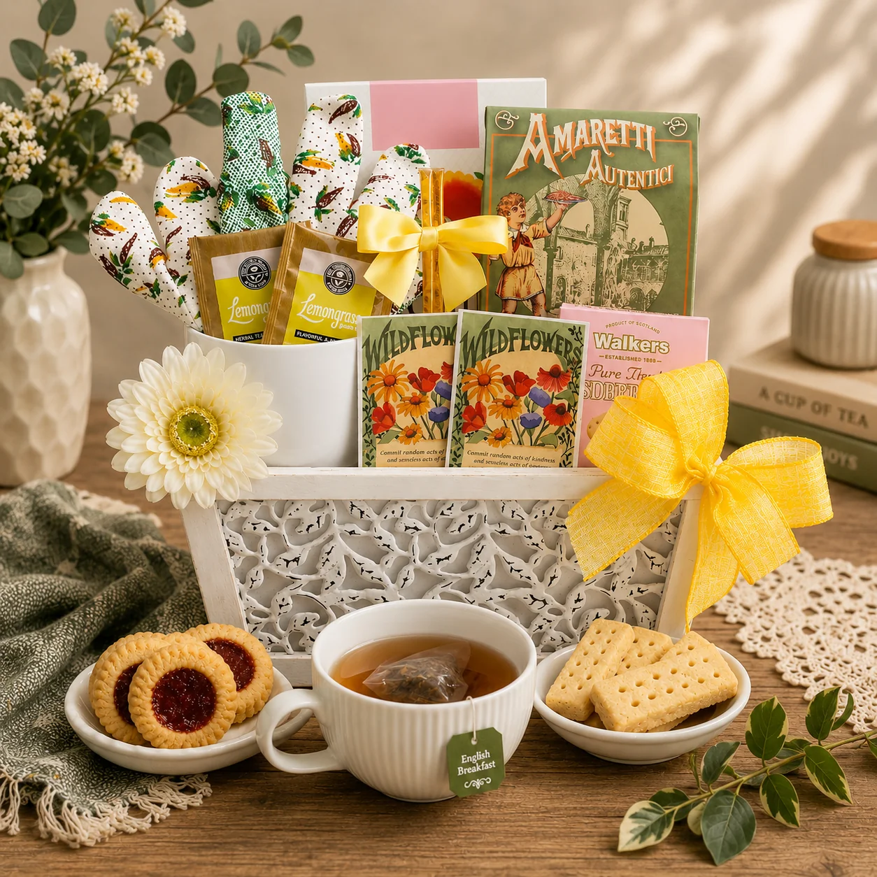Premium Planted With Love Cookies amp Tea Gift Basket Functional