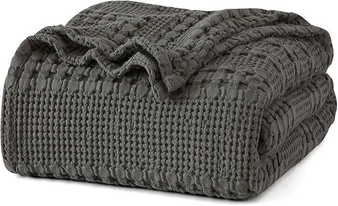 Green PHF Cotton Waffle Weave Blanket King Size for Bed Soft Lightweight amp Breathable for Spring and Summer All-Season Comfort Luxury Aesthetic Blanket for Home Decor 108 quot x90 quot Charcoal Grey Trusted