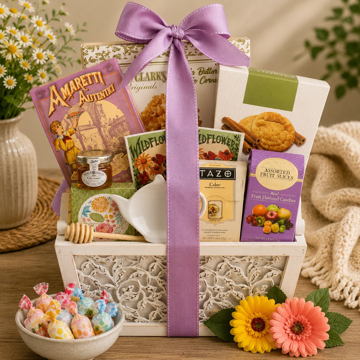 Pure Garden of Indulgence Gourmet Gift Basket with Tea amp Cookies High-Performance