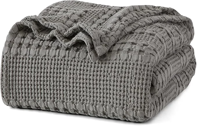Selected PHF Cotton Waffle Weave Blanket Twin Size for Bed Soft Lightweight amp Breathable for Spring and Summer All-Season Comfort Luxury Aesthetic Blanket for Home Decor 66 quot x90 quot Dark Grey Superior