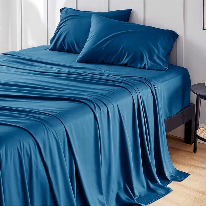 Unique Bedsure Cooling Sheets Twin XL Rayon Derived from Bamboo PureWoven Breathable amp Soft Twin XL Sheet Sets Deep Pocket Up to 16 quot Hotel Luxury Silky Dorm Bedding for Hot Sleepers Teal Long-Lasting
