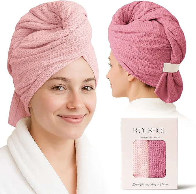 Reliable ROLSHOL 2 Pack Microfiber Hair Towel Wrap Casual