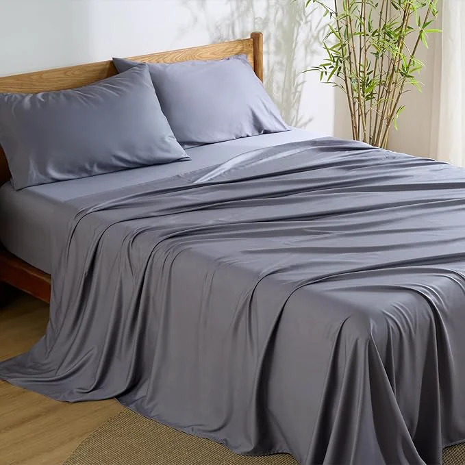 Optimized Bedsure King Size Sheets Set Cooling Sheets for Hot Sleepers Rayon Derived from Bamboo PureWoven Breathable amp Soft Deep Pocket Up to 16 Inches Hotel Luxury Silky Bedding Dark Grey Powerful