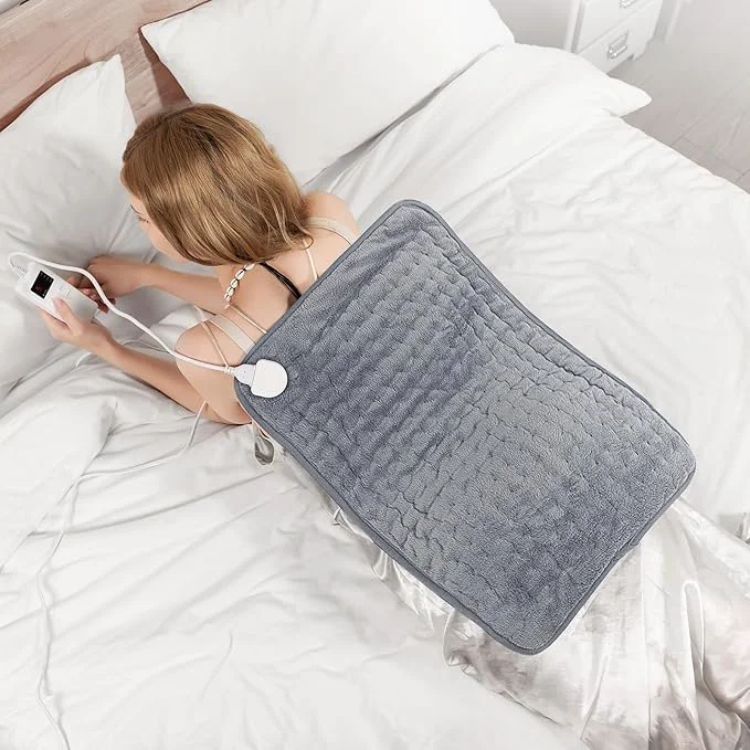 Excellent Heating Pad for Back and Cramps 6 Heat Settings Auto Shut-Off Soft Flannel Natural