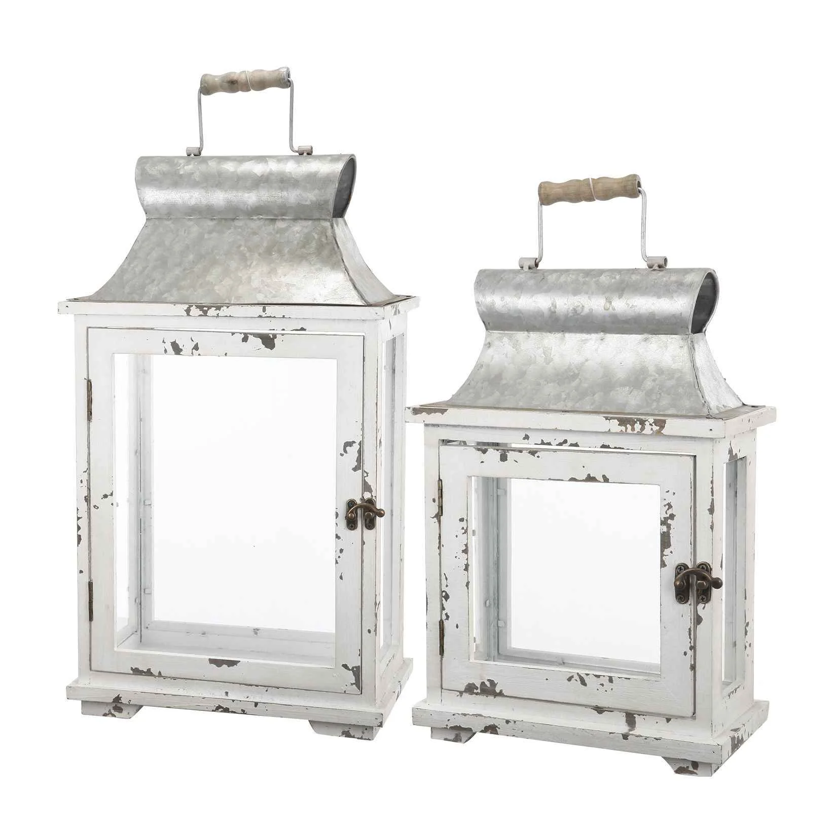 Smart Wooden Candle Lantern Decorative Set of Two for Indoor and Outdoor Use Reusable