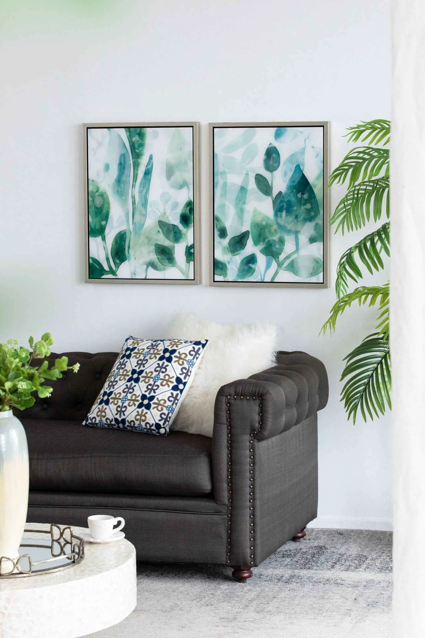 Top-Quality Framed Printed Acrylic Decorative Wall Art Wall Decor For Living Room Set of 2 – White Green Secure
