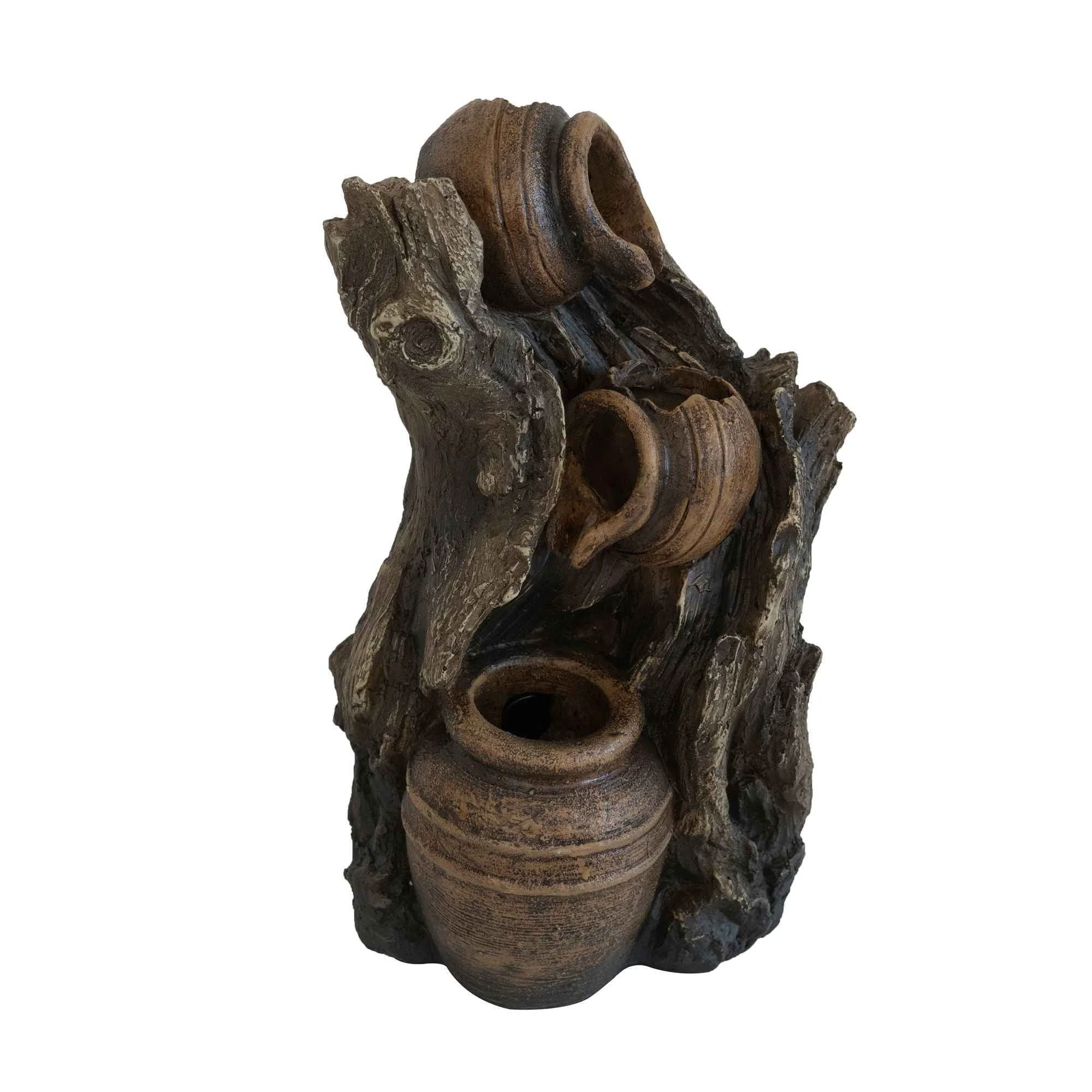 Premium Material Decorative 3 Tier Water Fountain With Pot Design – Brown Casual