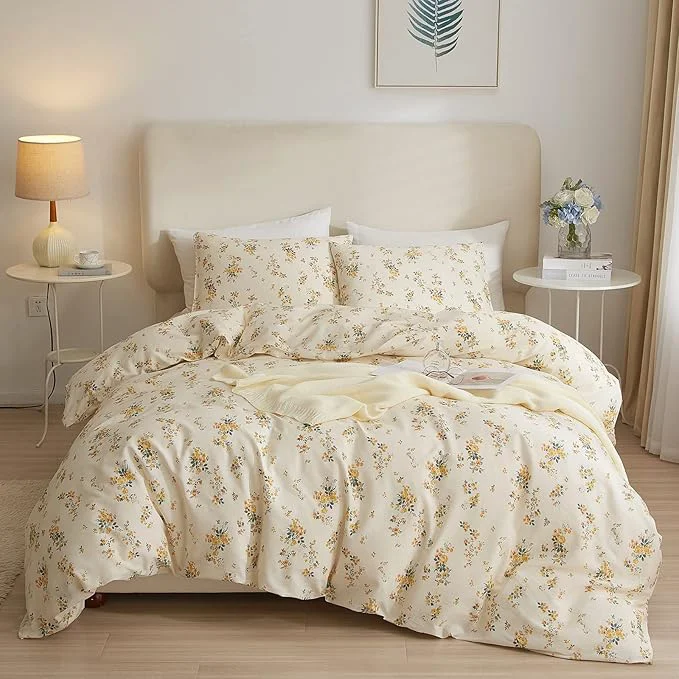 Genuine VM VOUGEMARKET Yellow Flower Comforter Set Twin XL 3 Pcs Farmhouse Floral Botanical Pattern Bedding Comforter Set All Season Soft amp Lightweight Comforter for Girls Women 68 quot x90 quot Modern