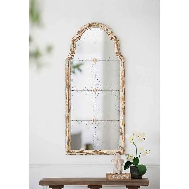 Organic Large amp Framed Wall Mirror Arched Mirror With Decorative Window Look For Living Room – Cream Clean