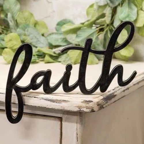 Trusted Hanging Black Script Faith Sign Solid