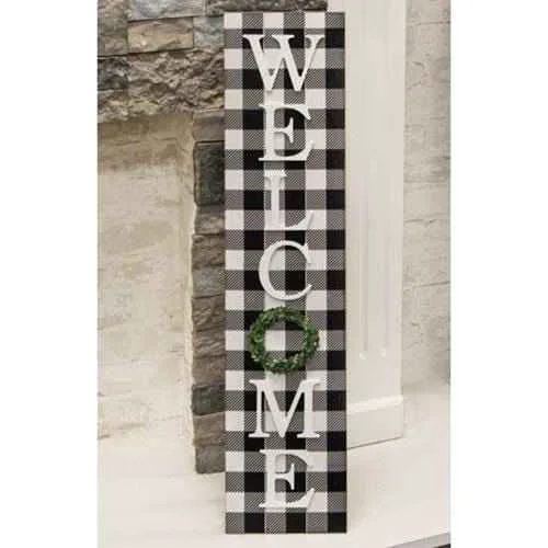 Minimalist Buffalo Check Welcome Sign With Easel Long-Lasting