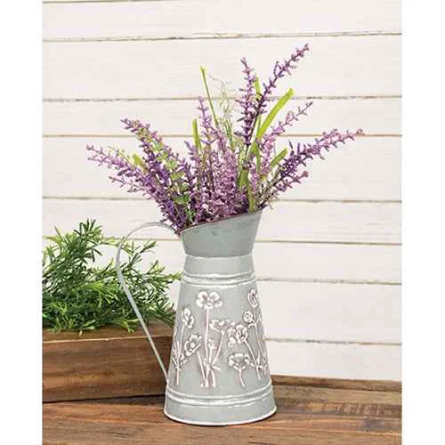 Luxury Washed Blue Metal Water Pitcher with Embossed Floral Design Reliable