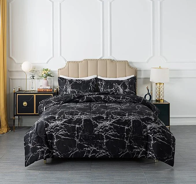 Quality Caressma Black Marble Comforter Set King 3 Pieces Modern Pattern Soft Microfiber Bedding Comforter Set Down Comforters for All Season 104 90 quot Exclusive