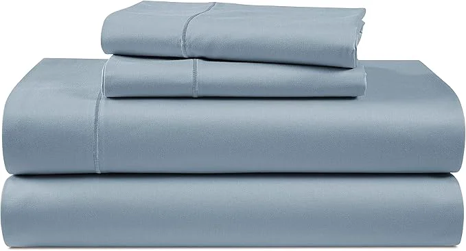 High-End LANE LINEN Ultra Soft California King Sheets Set Egyptian Cotton Mercerized Fully Elasticized with French Seam on Fitted Hotel Like Thick Luxury Cal King Bed Sheets- French Blue Breathable