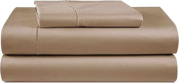 Efficient LANE LINEN Luxury Egyptian Cotton Extra Long Twin Sheets for Hospital Bed Eo Friendly Oeko-Tex No Pill Fade Resistant Machine Washable Cotton Bed Sheet -Taupe Excellent
