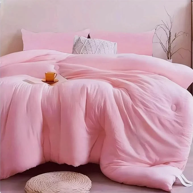 Dependable SDIII 3PCS Pink Comforter Set Queen with 2 Pillowcases Brushed Microfiber Lightweight Blush Pink Queen Comforter Set Dusty Rose Bedding Set High-Performance