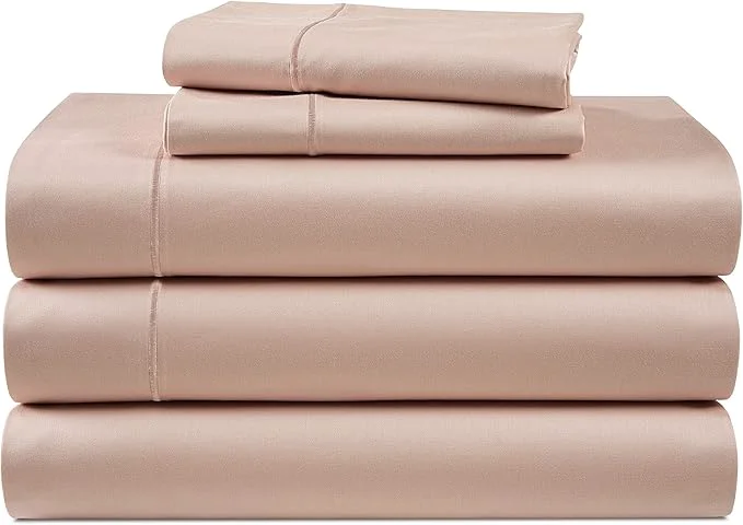 Powerful LANE LINEN Egyptian Cotton Split King Bedding Set for Adjustable Beds Fully Elasticized Reinforced 15 Inch Extra Deep Pocket Split King Sheets Sateen Weave for Silky Finish – Sepia Rose Relaxed