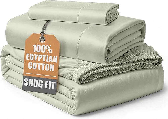 Innovative LANE LINEN Egyptian Mercerized Cotton Twin Sheets Set Eco Friendly Sustainably Produced No Pill Fade Resistant 15 Iinch Deep Pocket Cotton Sheets Twin – Mineral Practical