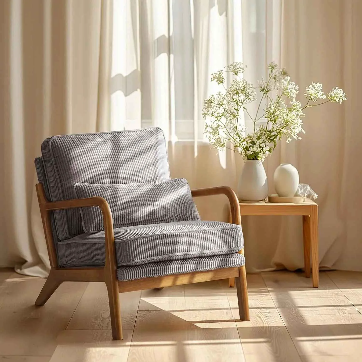 First-Class Accent Chair – Striped Blue White Long-Lasting