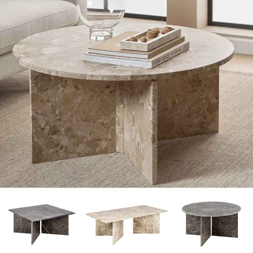 Natural Coffee Table – Modern Marble Round High-Grade