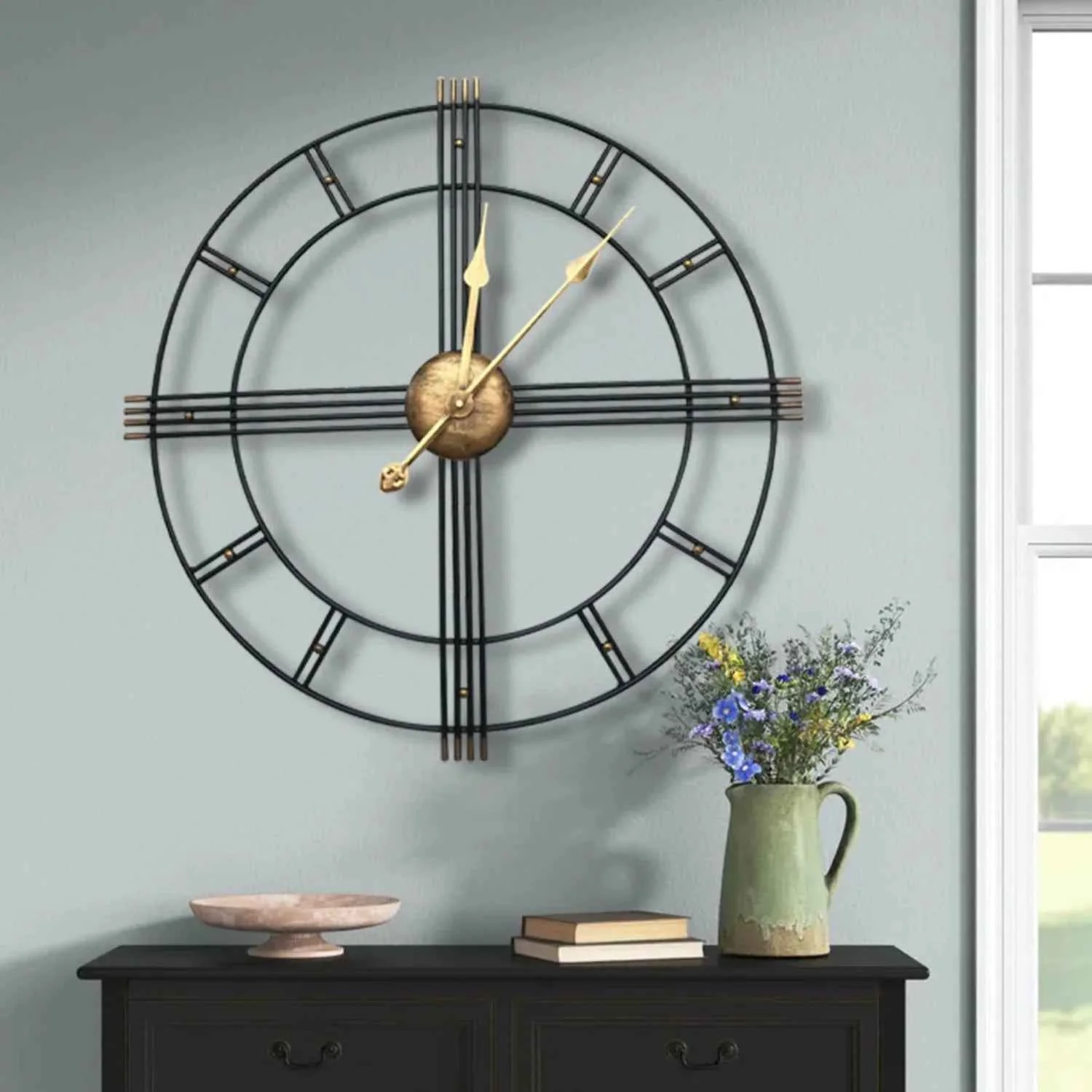 Reusable Wall Clock – Roman Numerals Metal Large Professional