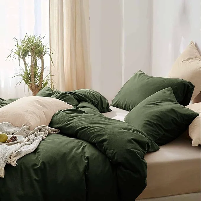 Next-Generation ETDIFFE Dark Green Queen Size Comforter 3pc Soft Farmhouse Olive Bedding Set amp Collection Lightweight All Season Microfiber Down Bed Comforter with 2 Pillow Shams for Women Men Eco-Friendly