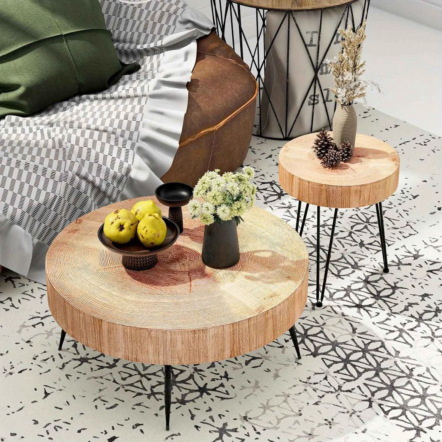 Easy-to-Use Nesting Table – Modern Reclaimed Wood Set Advanced