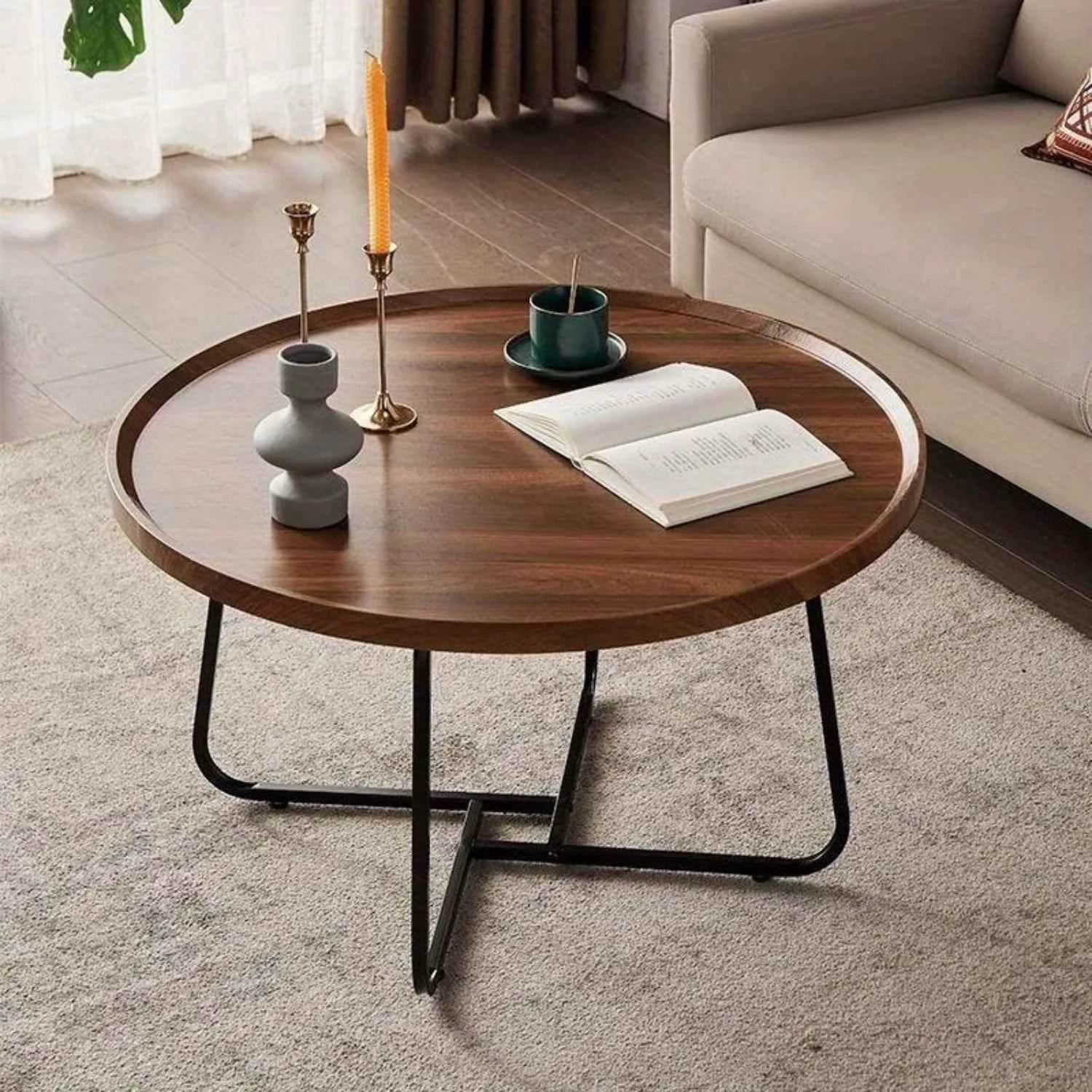 Advanced Coffee Table – Luxury Round Wooden Safe