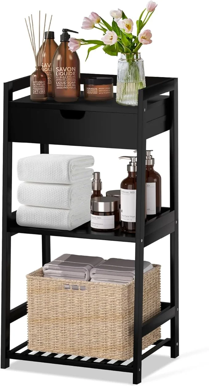 Fine POXAKA 3 Tier Bamboo Bathroom Shelves Modern